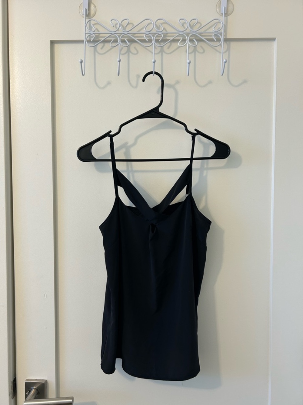 Black Spaghetti Strap Cross-Back Tank Top